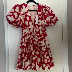 NWT House of Harlow 1960 Pink and White Linen Mini Dress